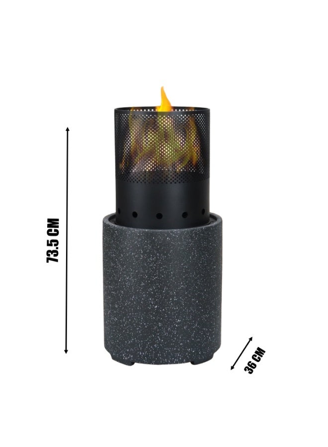 كادي ون موقد نار خارجي من المعدن والحجر الصناعي للحديقة والفناء، حفرة نار بتصميم معدني مقاوم للحرارة العالية، مدفأة حطب متعددة الاستخدامات بقاعدة ثابتة، موقد تدفئة وديكور مثالي للجلسات الخارجية - Image 2